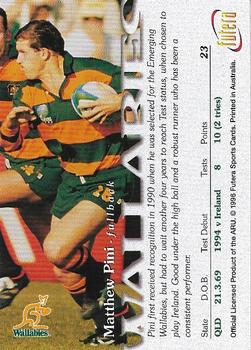 1996 Futera Rugby Union #23 Matthew Pini Back